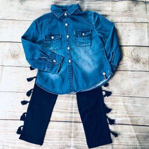 4t Mudpie Tassel Legging +Tommy Hilfiger Denim top